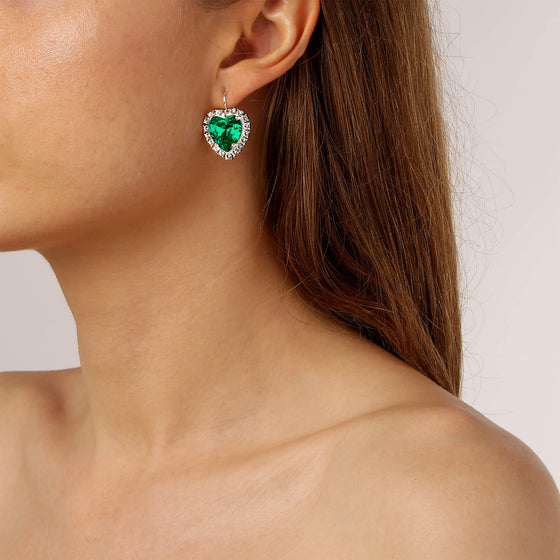 Dyrberg Kern Felicia Silver Earrings - Emerald Green