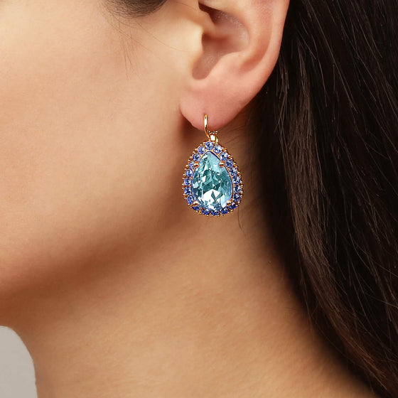 Dyrberg Kern Fiora Gold Earrings - Aqua Light Blue