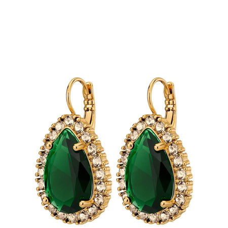 Dyrberg Kern Fiora Gold Earrings - Emerald Green/Golden