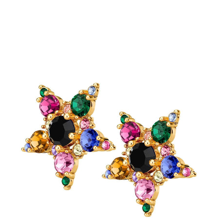 Dyrberg Kern Gemini Gold Stud Star Earrings - Rainbow