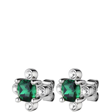 Dyrberg Kern Gigi Silver Stud Earrings - Emerald Green