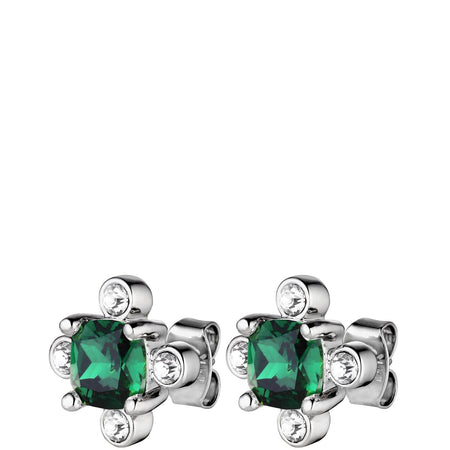 Dyrberg Kern Gigi Silver Stud Earrings - Emerald Green