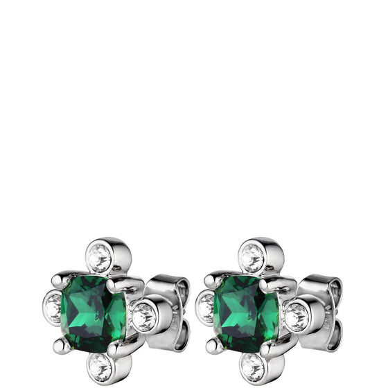 Dyrberg Kern Gigi Silver Stud Earrings - Emerald Green