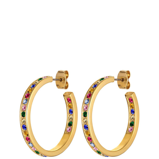 Dyrberg Kern Justina Gold Hoop Earrings - Rainbow