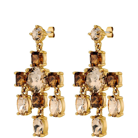 Dyrberg Kern Leonora Gold Statement Drop Earrings - Golden/Brown