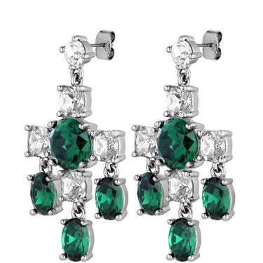 Dyrberg Kern Leonora Silver Statement Drop Earrings - Green