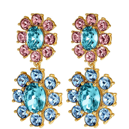 Dyrberg Kern Lina Gold Earrings - Blue/Pink