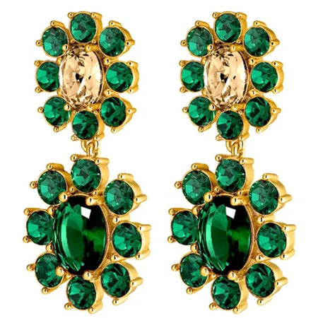 Dyrberg Kern Lina Gold Earrings - Emerald Green/Golden