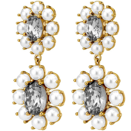 Dyrberg Kern Lina Gold Earrings - White Pearl/Grey