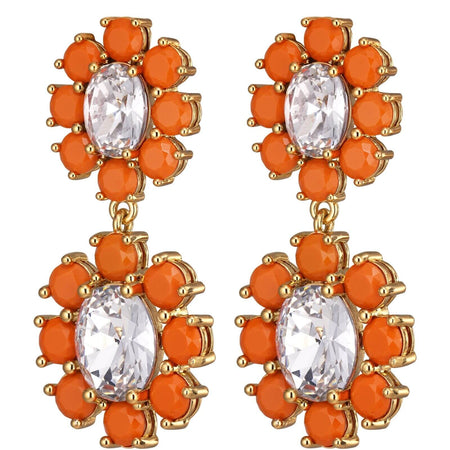 Dyrberg Kern Lina Gold Large Drop Earrings - Coral