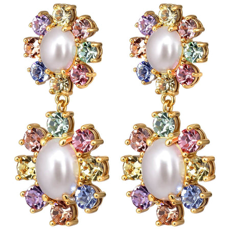 Dyrberg Kern Lina Gold Large Drop Earrings - Multi/Pearl