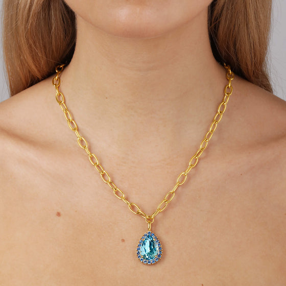 Dyrberg Kern Metta Gold Necklace - Aqua Light Blue