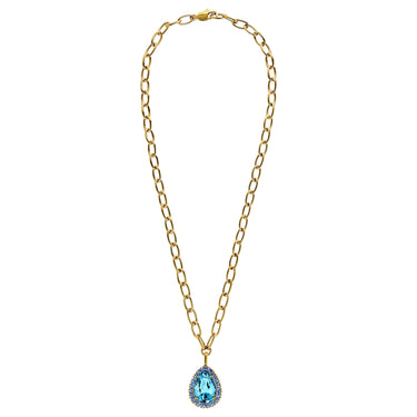 Dyrberg Kern Metta Gold Necklace - Aqua Light Blue