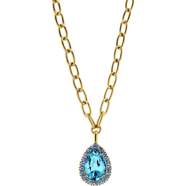 Dyrberg Kern Metta Gold Necklace - Aqua Light Blue