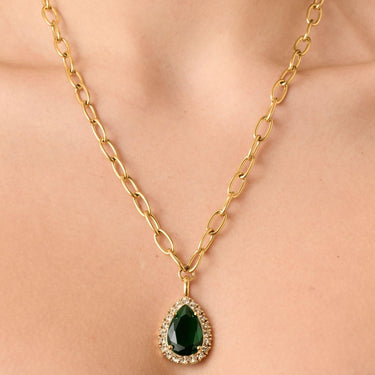 Dyrberg Kern Metta Gold Necklace - Emerald Green/Golden