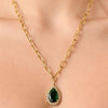 Dyrberg Kern Metta Gold Necklace - Emerald Green/Golden