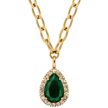 Dyrberg Kern Metta Gold Necklace - Emerald Green/Golden