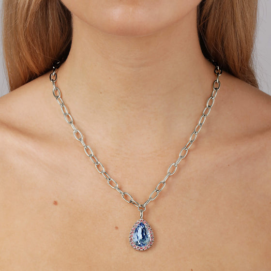 Dyrberg Kern Metta Silver Necklace - Light Blue Pink