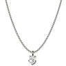 A silver-toned chain necklace with a single oval clear gemstone pendant, displayed against a solid white background.