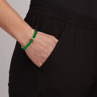 Dyrberg Kern Pennika Gold Bangle - Emerald Green