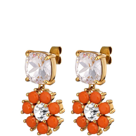 Dyrberg Kern Poppy Gold Drop Earrings - Coral