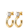 ladies small gold hoops with clear crystal