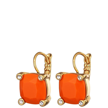 Dyrberg Kern Tana French Hook Gold Drop Earrings - Coral