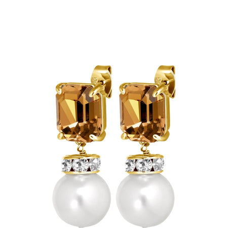 Dyrberg Kern Wali Gold Drop Earrings - Golden/Pearl