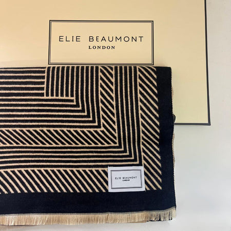 Elie Beaumont Black & Sand Geometric Scarf