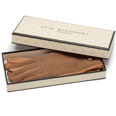 Elie Beaumont Camel Herringbone Gloves
