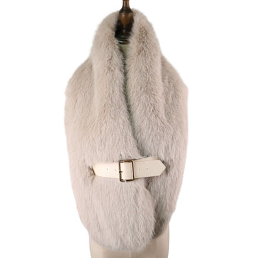 elie-beaumont-ecru-faux-fur-belted-scarf
