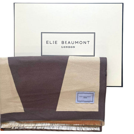 Elie Beaumont Grey, Ivory & Orange Geometric Scarf