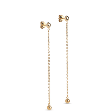 Gold chain earrings on a white background