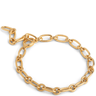 Gold chain bracelet on a white background