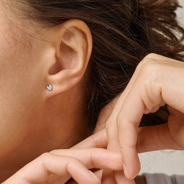 ENAMEL Copenhagen Gold Heart Stud Earrings - Blue