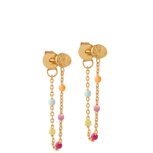 multi coloured bead chain drop earrings
