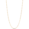 Gold necklace with small beads on a white background