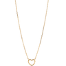 Gold heart-shaped pendant necklace on a white background