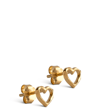 small gold heart stud earrings