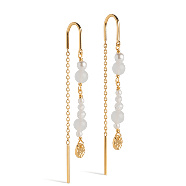 dangle gold and pearl earrings