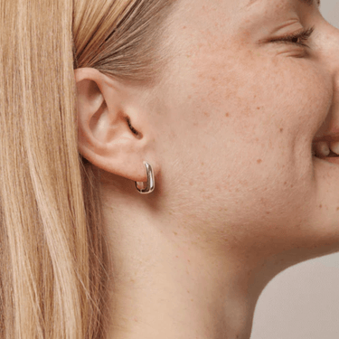 ENAMEL Copenhagen Silver Square 15mm Hoop Earrings