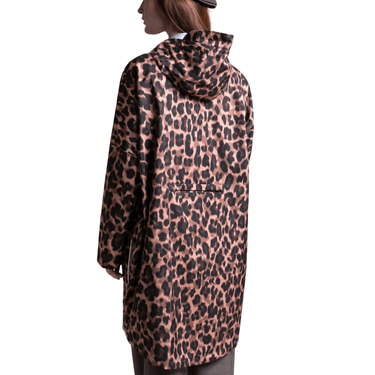 Leopard print raincoat on a white background