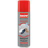 A can of SHOW Universal Waterproof Protector spray, featuring a red cap and a gray label with illustrations of shoes and water droplets.