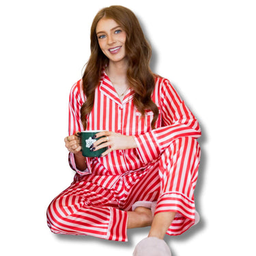 four-sisters-red-pink-striped-satin-pyjamas