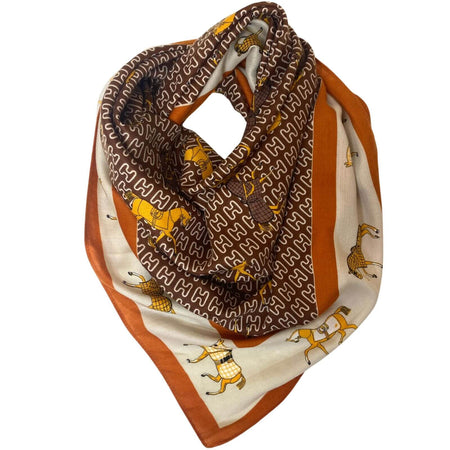 Galloping Grace Square Scarf - Brown