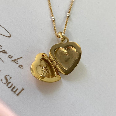 BeJeweled Bespoke Gold Heart Locket & Two Tone Chain