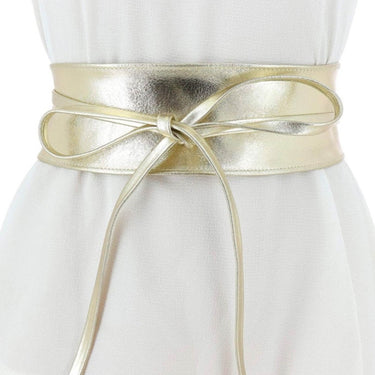 Gold Leather Wrap Around Waist Belt