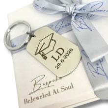 BeJeweled Bespoke Oval Stainless Steel Keyring - Graduation - Male