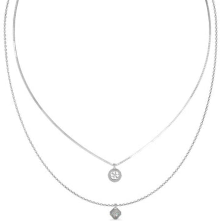 Guess 4G Crush Silver Layered Necklace