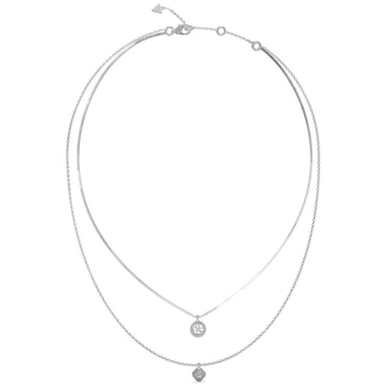 Guess 4G Crush Silver Layered Necklace